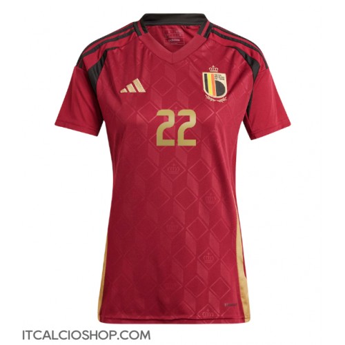 Belgio Jeremy Doku #22 Prima Maglia Femmina Europei 2024 Manica Corta